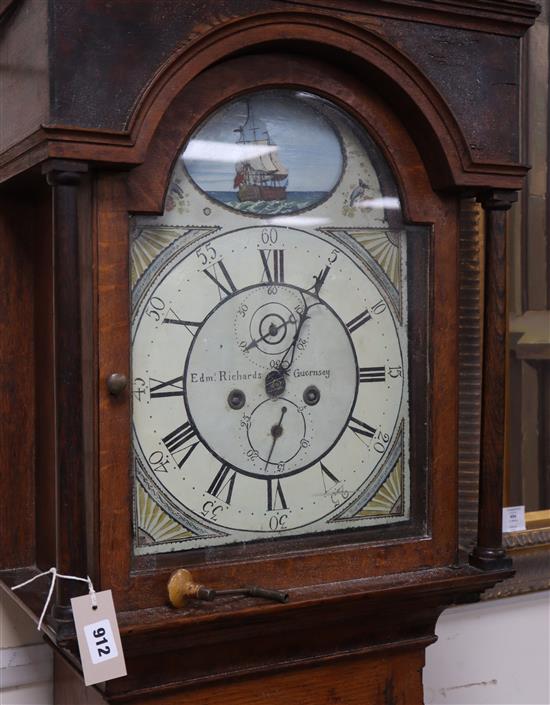 A Victorian oak longcase clock by Edmund Richards, Guernsey H.198cm